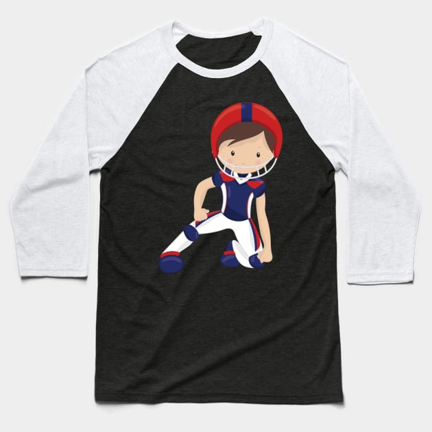 American Football, Cute Boy, Brown Hair, Rugby Baseball T-Shirt by Jelena Dunčević